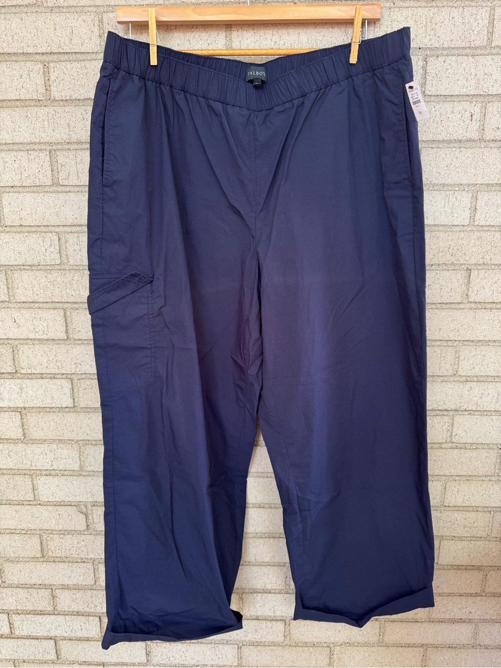 Talbots Plus 2X Navy Pull-On Utility Cargo Pants Cropped Casual